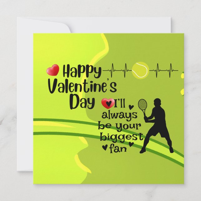 Happy Valentine's Day with  Love for tennis player Holiday Card (Front)