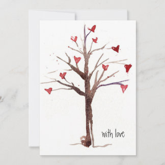 Happy Valentine's Day with Love Red Heart Tree Holiday Card