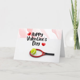 Happy Valentine's Day with Love red hearts Tennis Holiday Card