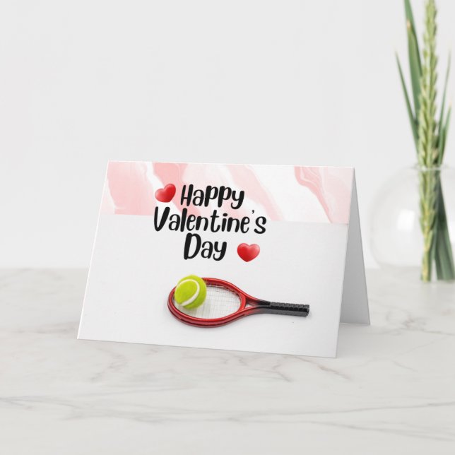 Happy Valentine's Day with  Love red hearts Tennis Holiday Card (Front)