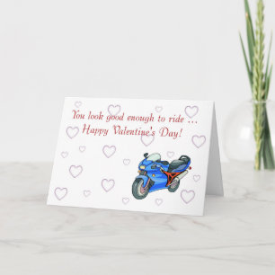Happy Valentine's Day with motorbike for biker Holiday Card