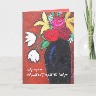 Happy Valentine's Day with piano and flowers Holiday Card