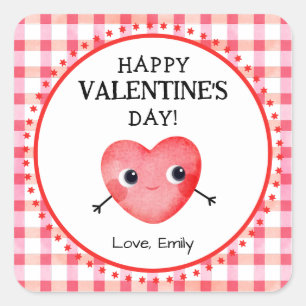 Happy Valentine's Day with smiling heart Square Sticker