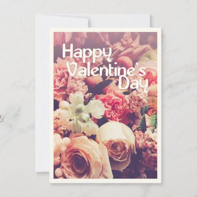 Happy Valentine's Day with Vintage Flower Bouquet (Front)