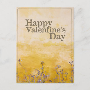 Happy Valentine's Day with Vintage Flower Meadow Holiday Postcard