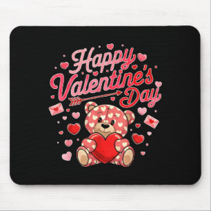 Happy Valentines Day Women Cute Bear Valentine Hea Mouse Pad