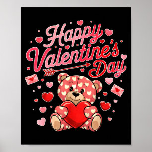 Happy Valentines Day Women Cute Bear Valentine Hea Poster