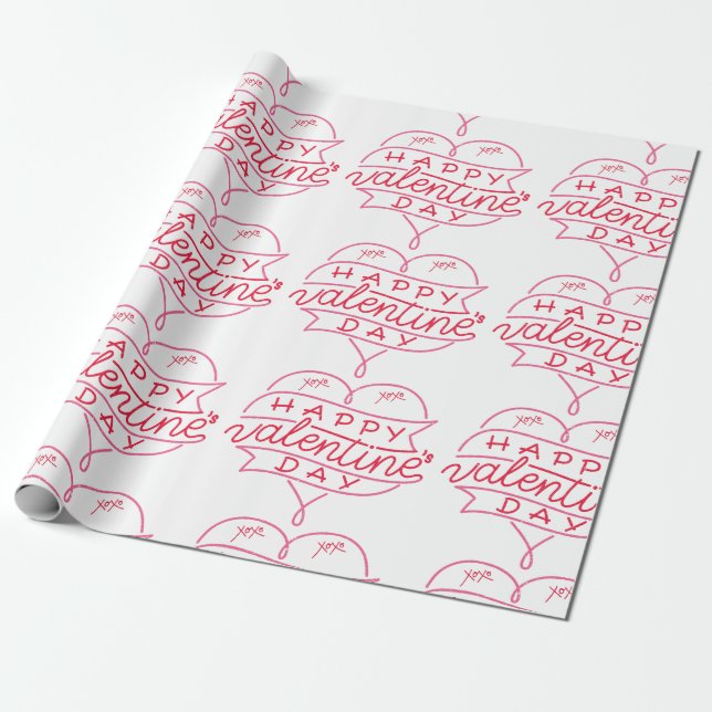 Happy Valentine's Day Wrapping Paper (Unrolled)