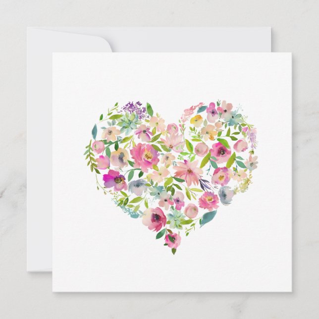 Happy Valentines Day xoxo Pink Floral Heart Art Card (Front)
