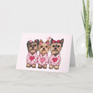 Happy Valentines Day Yorkie Dogs Holiday Card