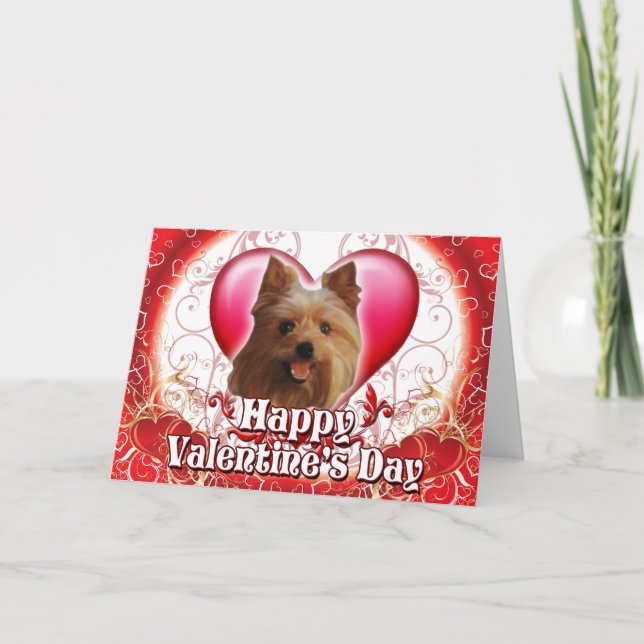 Happy Valentines Day Yorkie Holiday Card (Front)