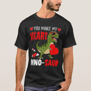 Happy Valentines Day You Make My Heart Dinosaur Bo T-Shirt
