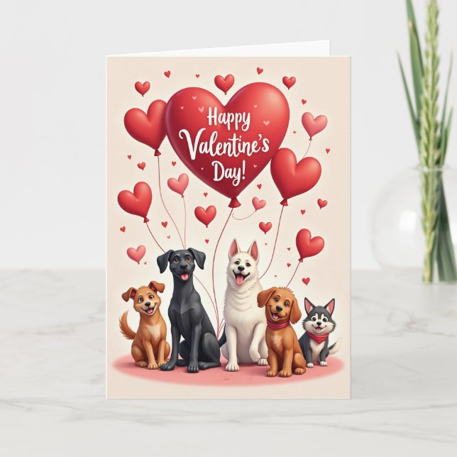 Happy Valentines Dogs Love Card (Front)