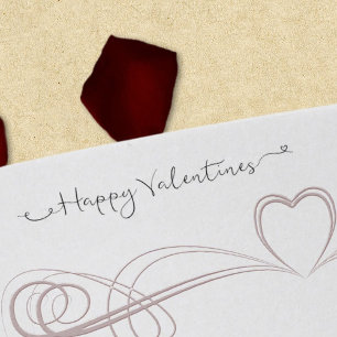 Happy Valentines Filigree Calligraphy Line Art Self-inking Stamp