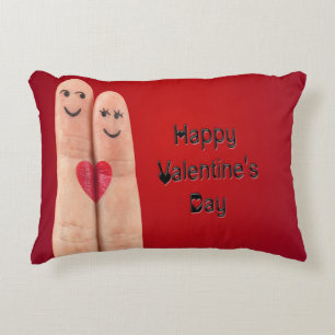 Happy Valentines Fingers Decorative Cushion