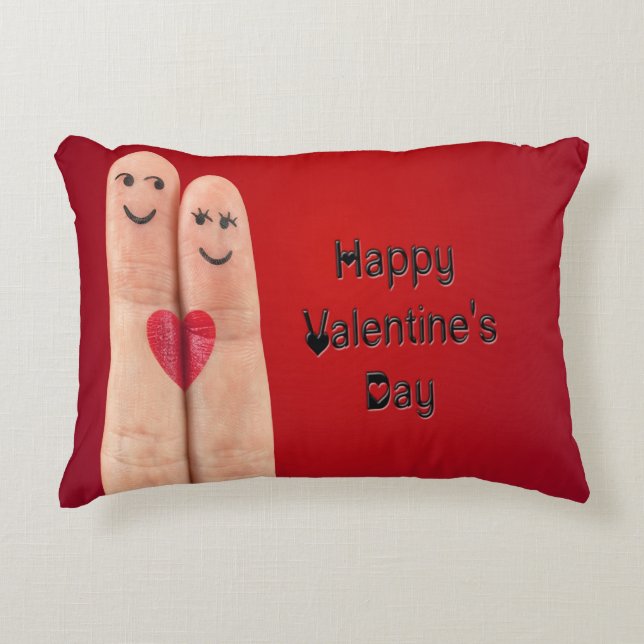 Happy Valentines Fingers Decorative Cushion (Front)