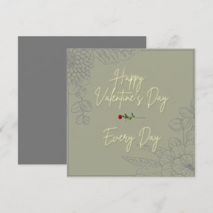 Happy Valentine's Flowers Grey Embossed Red Rose Card
