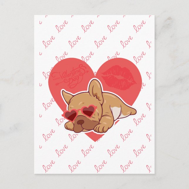 Happy Valentine's | French Bulldog Postcard (Front)