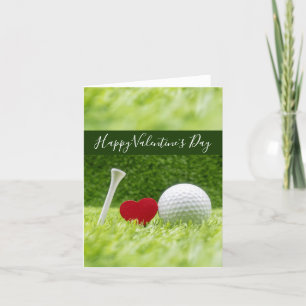 Happy Valentine's golfer with love and golf ball Holiday Card