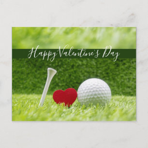 Happy Valentine's golfer with love and golf ball Postcard