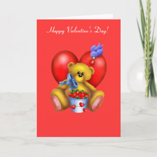 Happy Valentines Heart Bear 1 Holiday Card