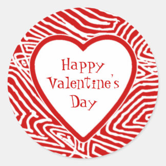 Happy Valentines Heart Classic Round Sticker