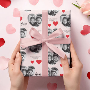 Happy Valentine's Heart Photo Pink & Red Wrapping Paper