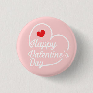 Happy Valentine's Heart Swash 3 Cm Round Badge