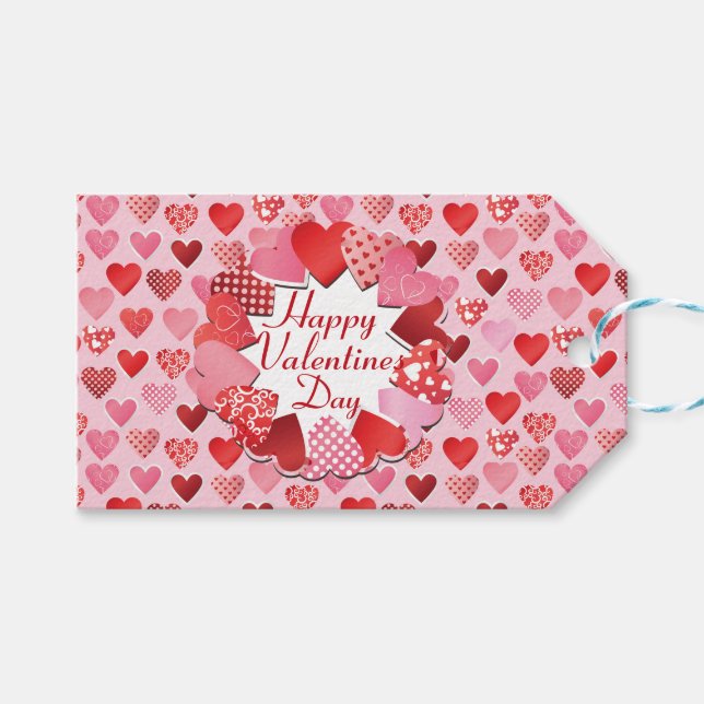 Happy Valentines Hearts Gift Tags (Front (Horizontal))