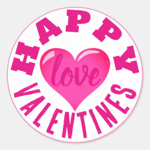 Happy Valentines Love Classic Round Sticker