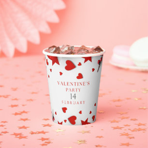 Happy Valentine's Party with a red heart Paper Cups