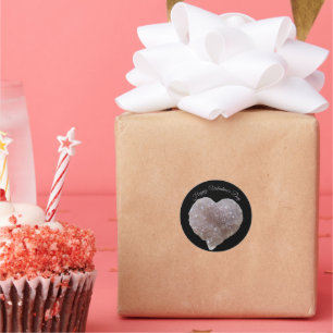 Happy Valentines Pink Amethyst Crystals Heart  Classic Round Sticker