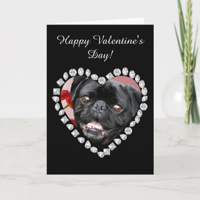 Happy Valentine's Pug Dog greeting card (Front)