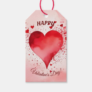 Happy Valentines Red Heart Gift Tags