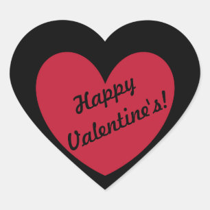 "Happy Valentine's" Red heart on black Sticker