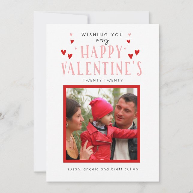 Happy Valentine's Typography Photo Card (Front)