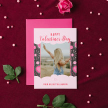 Happy Valentines Whimsical Pink hearts flower Name