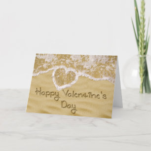 "Happy Valentine's" written in sand Greeting Card