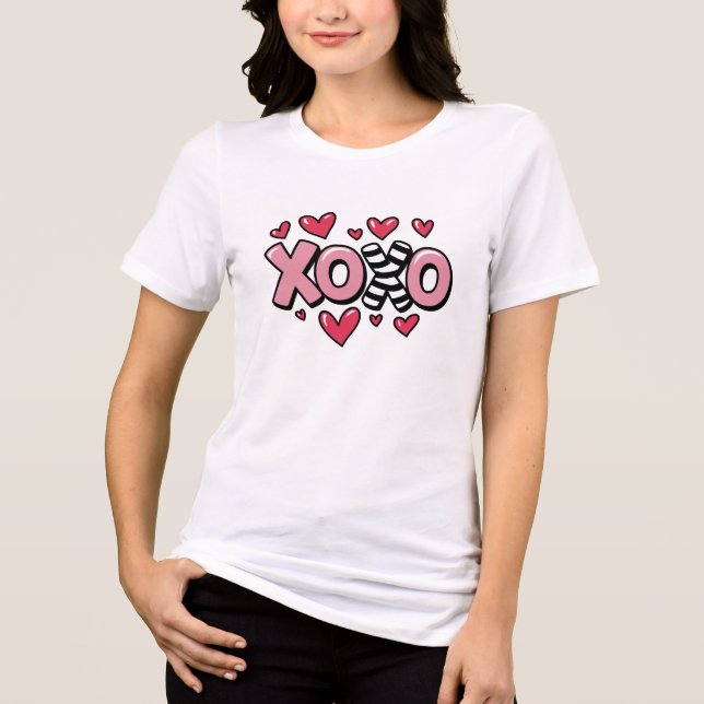 Happy valentine's xoxo white &red Tri-Blend shirt (Front)
