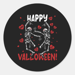 Happy Valloween Funny Dancing Skeleton Goth Valent Classic Round Sticker