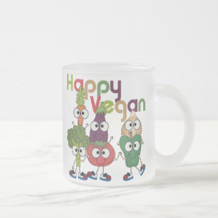 Happy Vegan Frosted Glass Coffee Mug