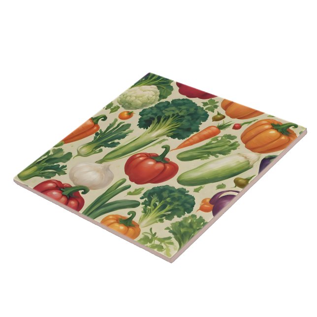 Happy Vegetables Healthy Food Trendy Collection Tile (Side)