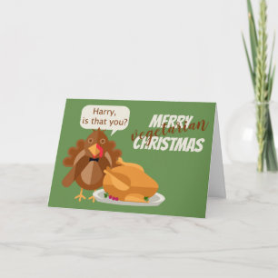 Happy Vegetarian Christmas Humour Holiday Card