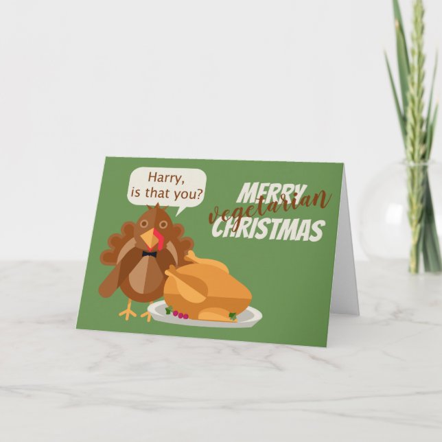Happy Vegetarian Christmas Humour Holiday Card (Front)