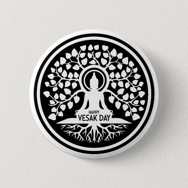 Happy Vesak Day 6 Cm Round Badge (Front)