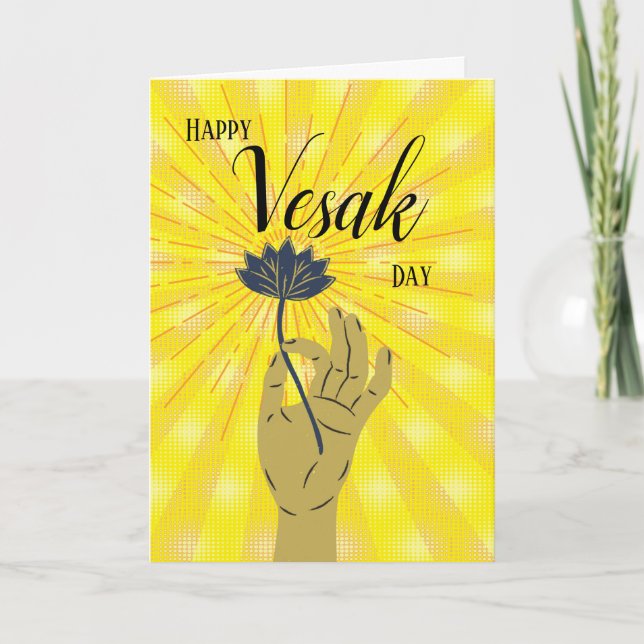 Happy Vesak Day Lotus in Hand Card (Front)