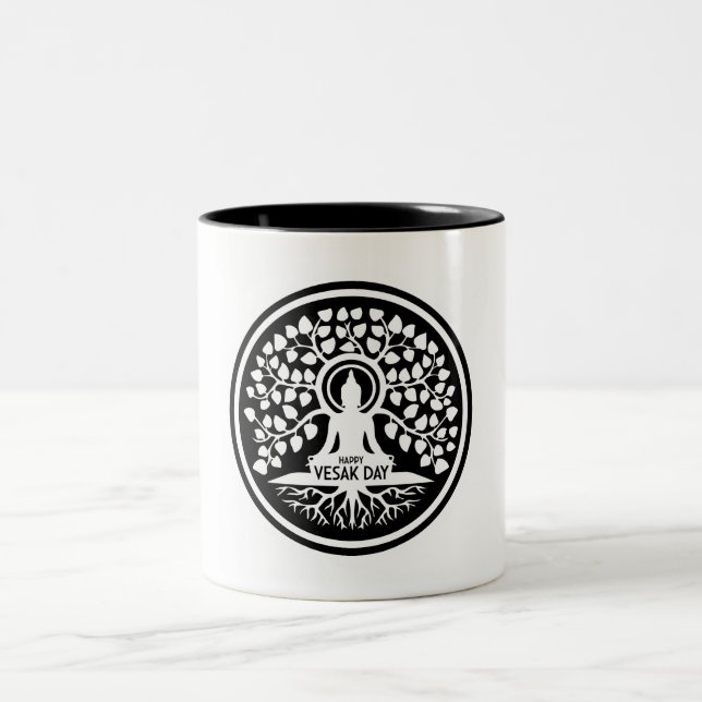 Happy Vesak Day Two-Tone Coffee Mug (Center)