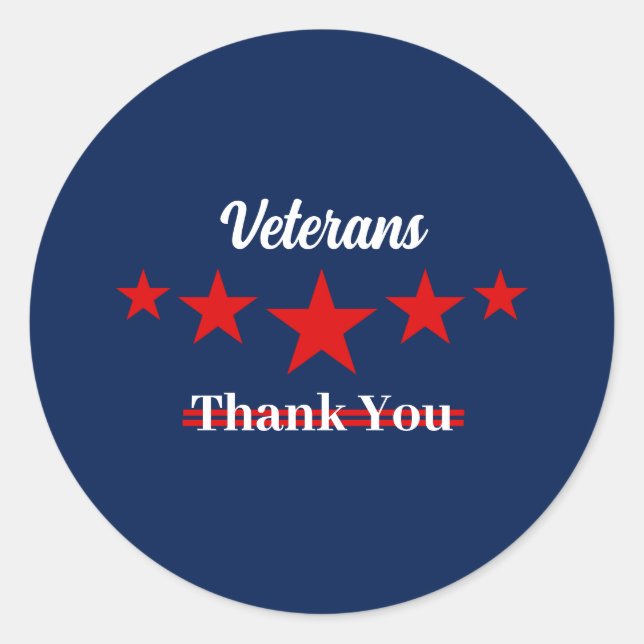 Happy Veterans Day  Classic Round Sticker (Front)
