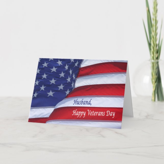 Happy Veterans Day flag Husband greeting card (Front)