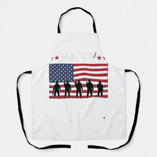 Happy Veterans Day Flag Silhouette Vector Design_1 Apron